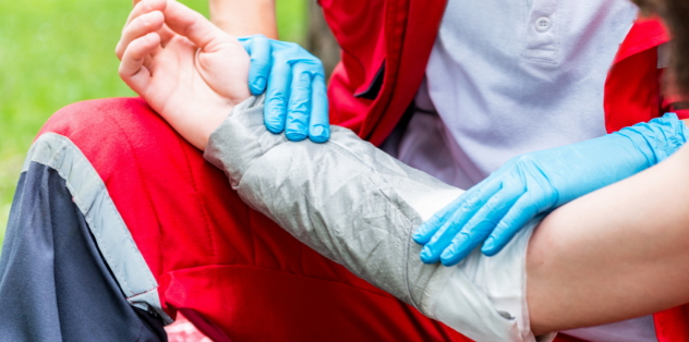 Person being treated after suffering burn injuries