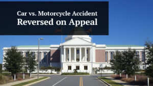 car vs motorcycle accident reversed on appeal