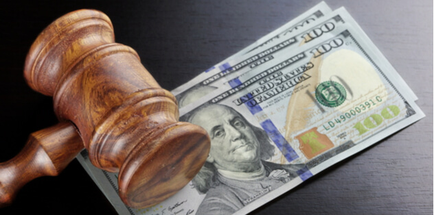 gavel and personal injury settlement money