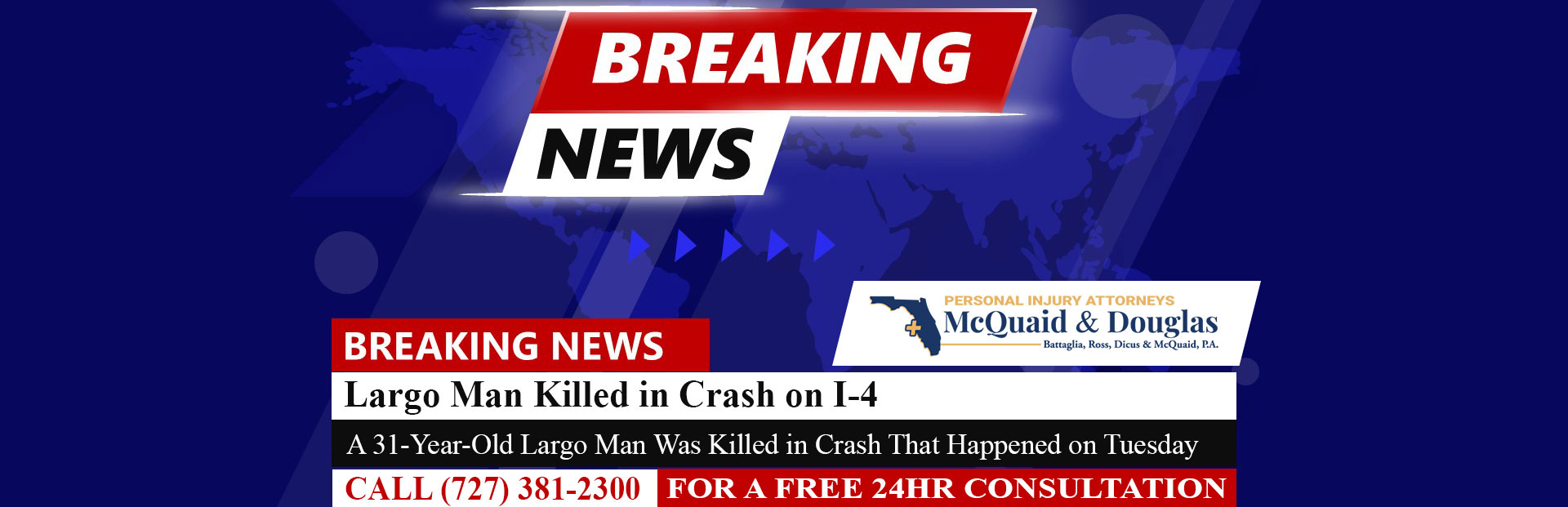 [11-01-22] Hombre de Largo muere en un accidente cuando un camión con remolque choca con la parte trasera de un automóvil en la I-4