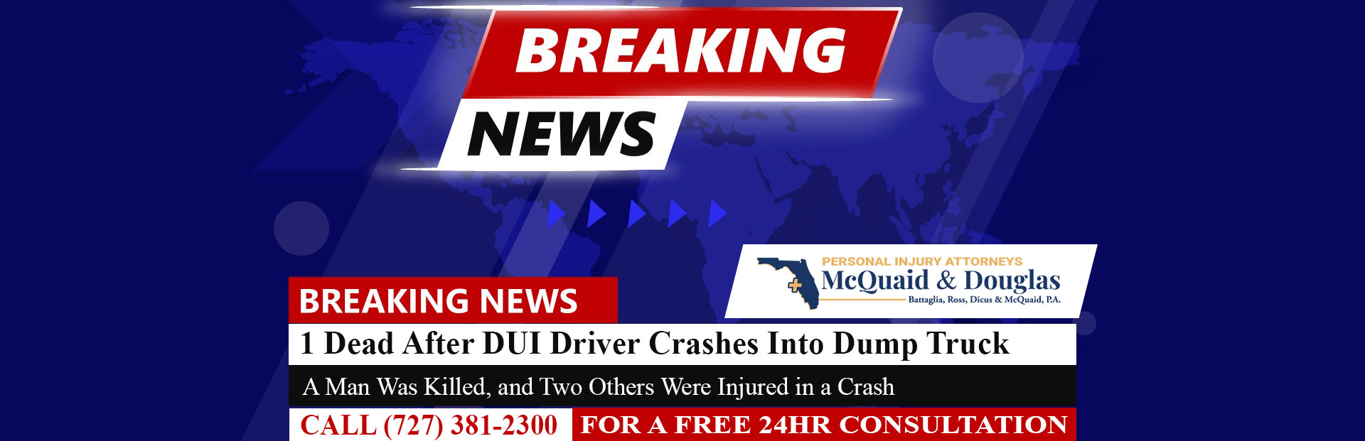 [09-21-23] 1 muerto después de que un conductor acusado de DUI se estrellara contra un camión volquete debajo del paso elevado de la I-4