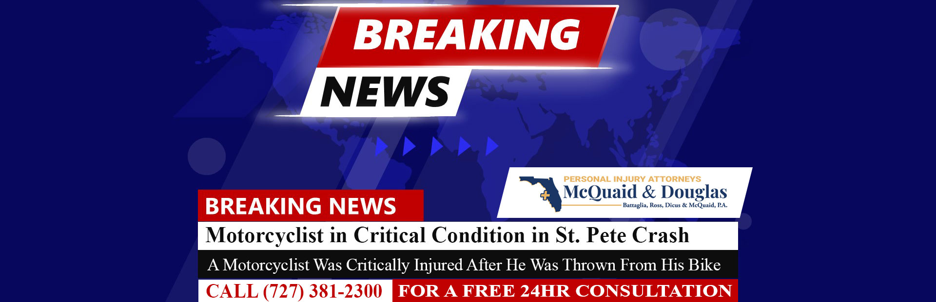 [02-03-24] Motociclista en estado crítico después de ser arrojado de su bicicleta en un accidente en St. Pete